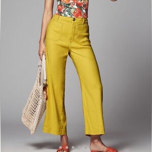 Anthropologie COLETTE Cropped Wide-Leg European Linen Pants Maeve NEW 31